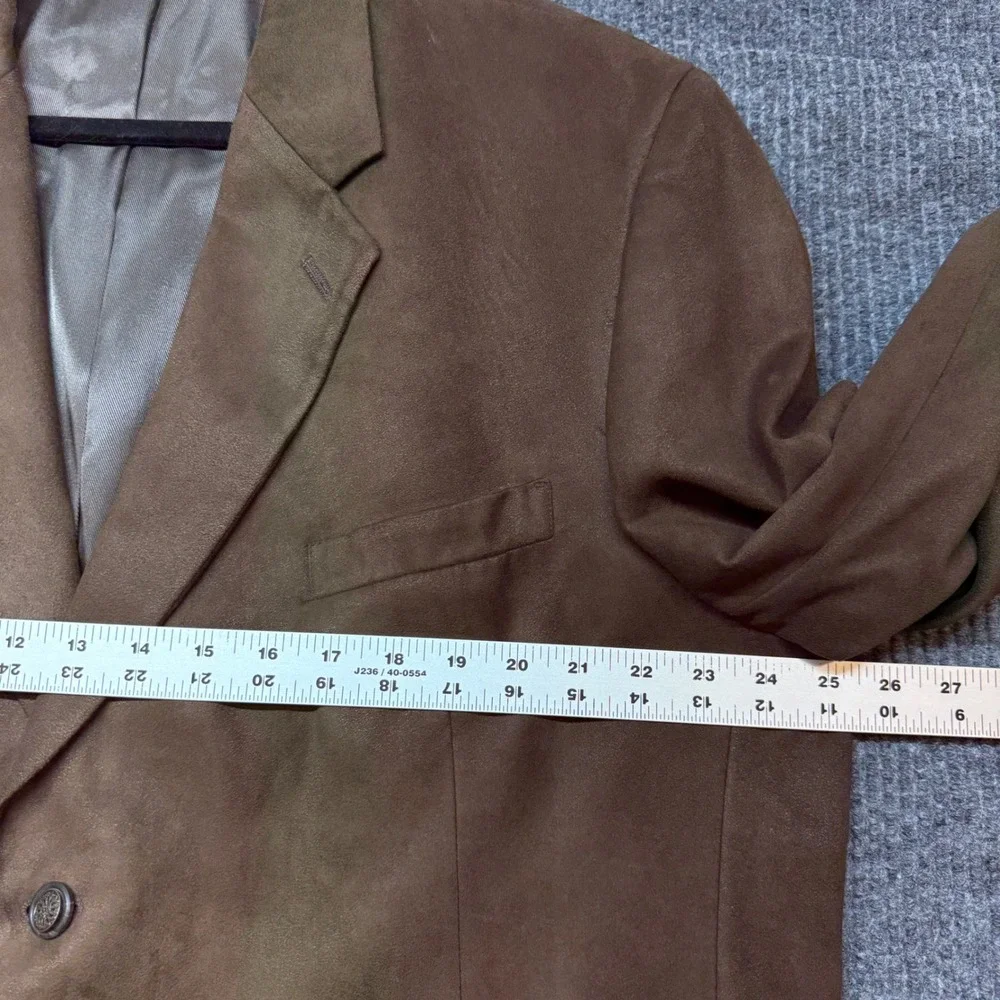 Andrew Fezza‎ Faux Suede Sport Coat Blazer Mens 48L Brown Three Button Jacket